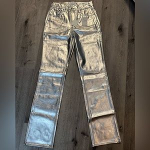 Good American Silver Metallic Pants